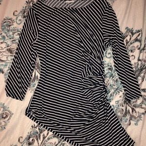 Stripe Blouse with Side Ruching